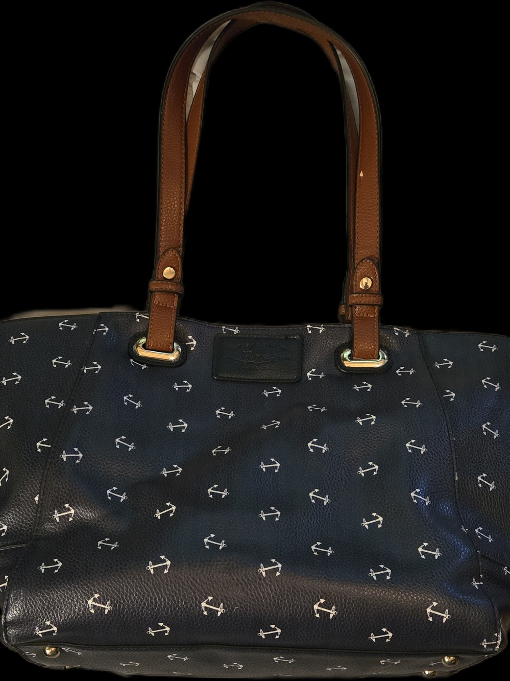 G.H. Bass & Co. Nautical Navy Blue Anchor Tote Bag